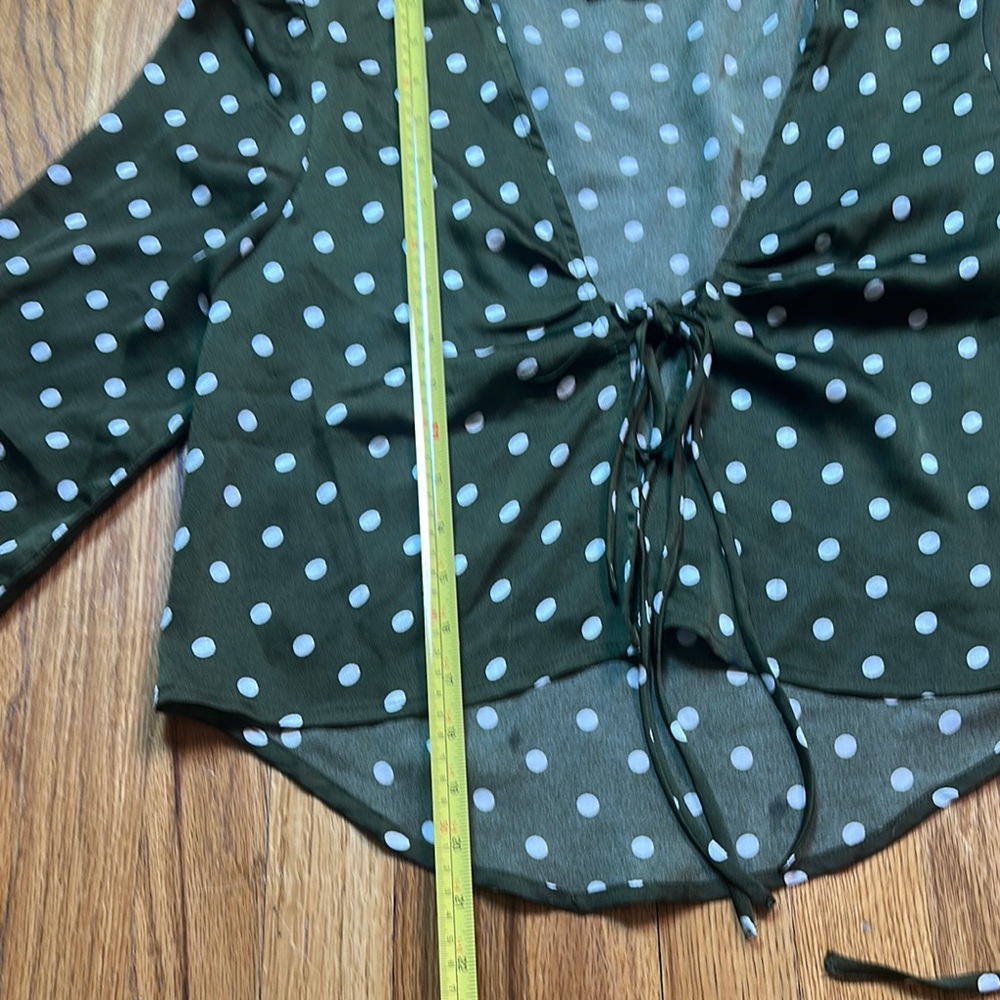 Akira Green Polka Dot Women's Top size Small Party Summer Fun Sexy Feminine - Picture 3 of 7